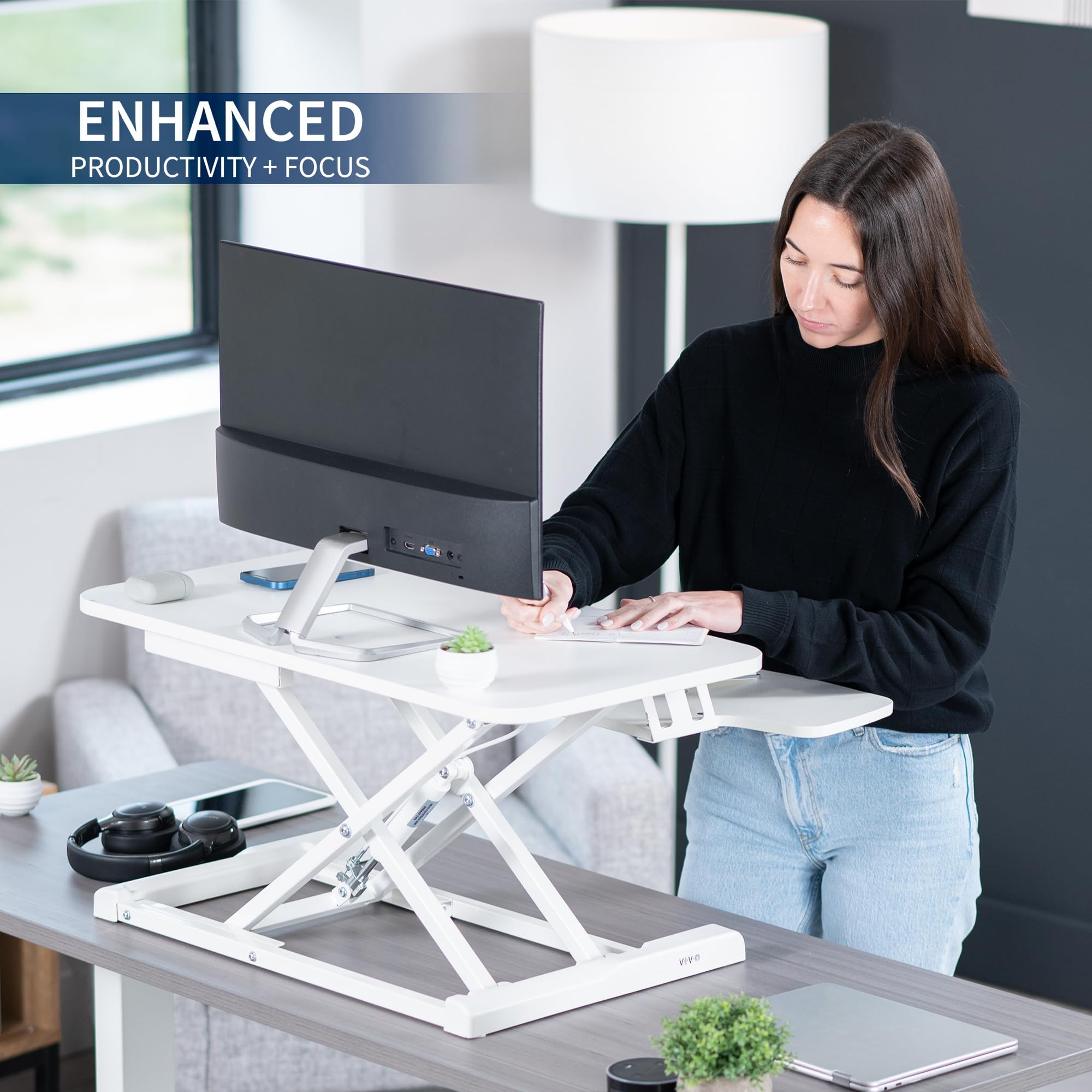Foto 5 pulgar | Convertidor De Escritorio Vivo Serie K Desk-v028kw 71-43 Cm Blanco - Venta Internacional.