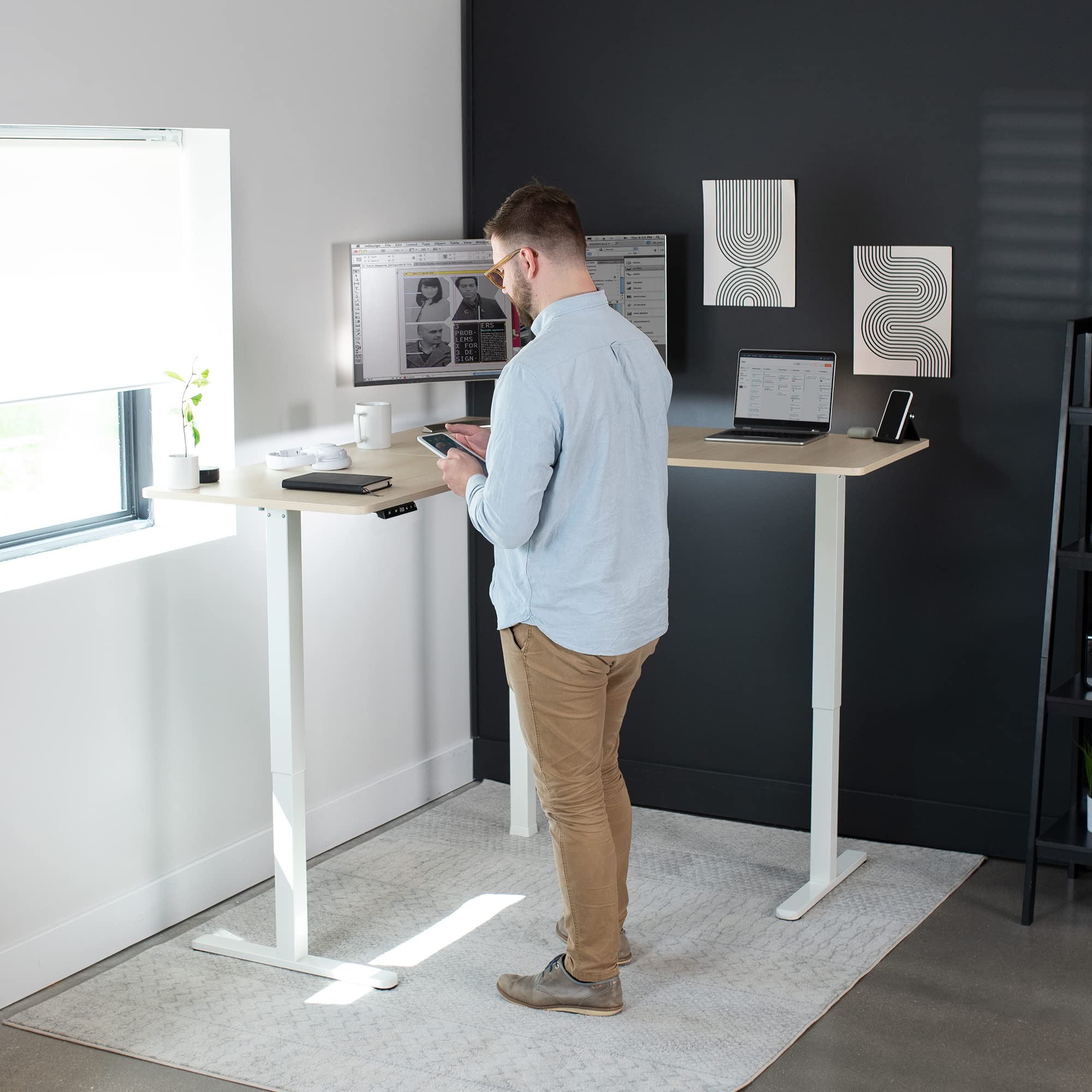 Foto 2 | Escritorio De Pie Vivo Desk-e3ctc Eléctrico En Forma De L 160x140 Cm - Venta Internacional.