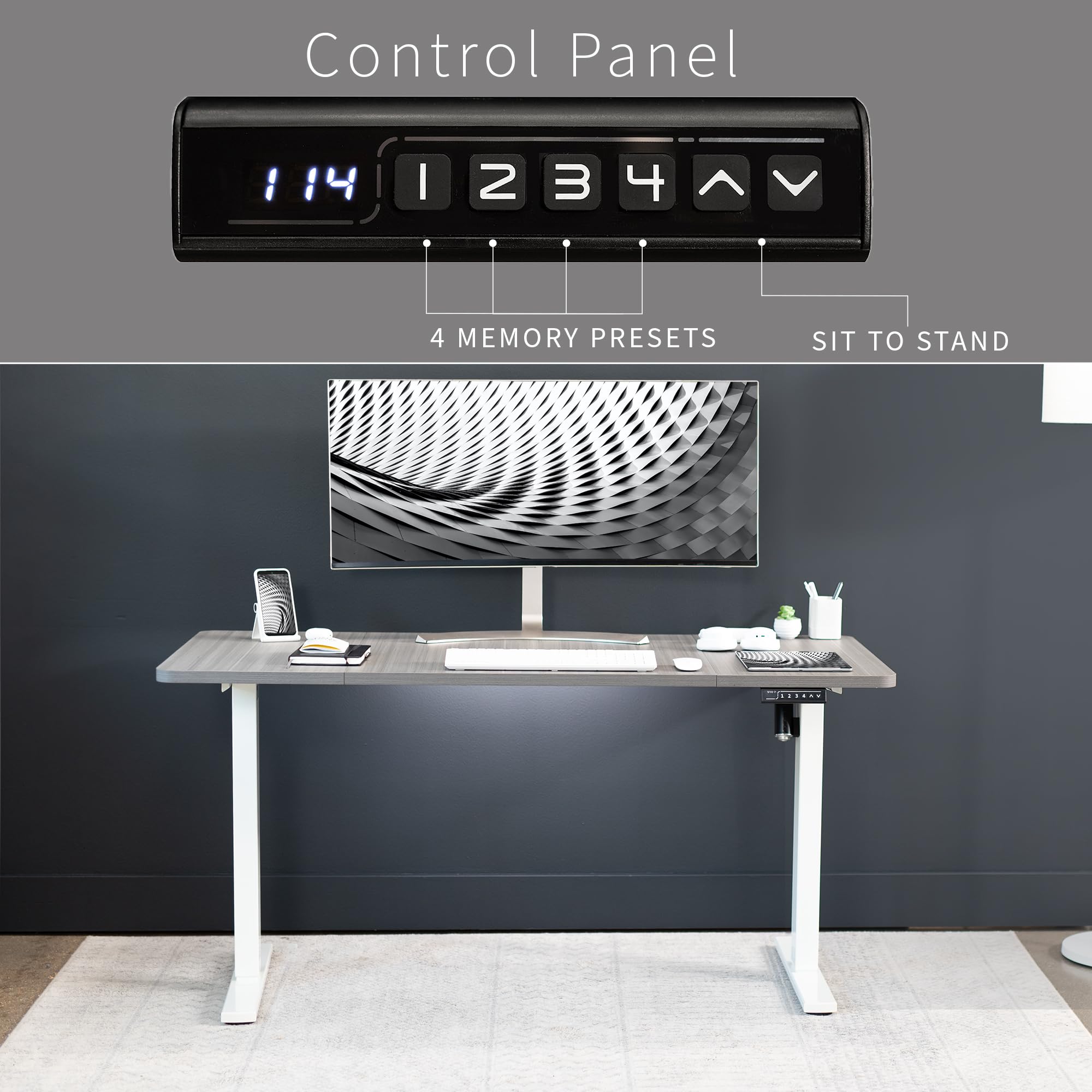 Foto 6 | Escritorio De Pie Vivo Electric Desk-kit-1w6g-30 Gris Oscuro/blanco - Venta Internacional.