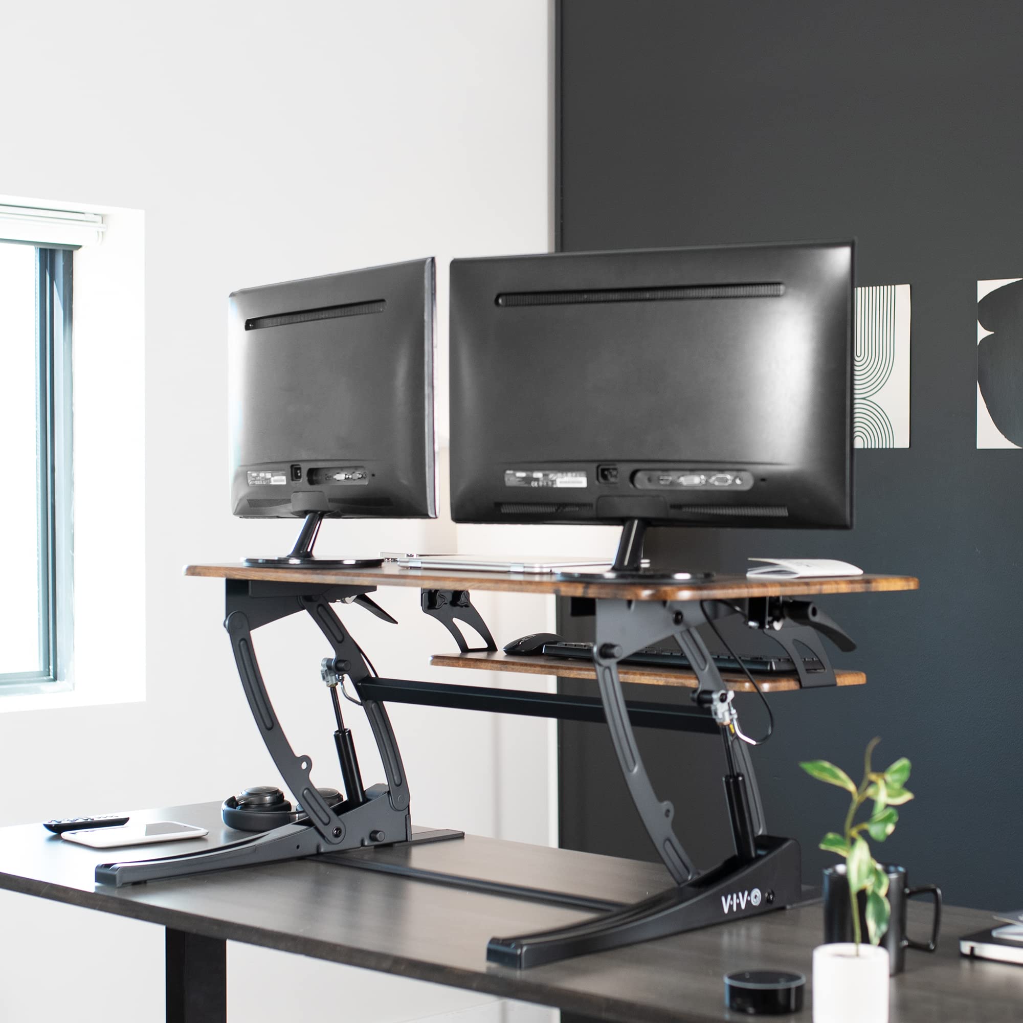 Foto 7 | Escritorio De Pie De 42 Pulgadas, Serie Vivo V, De Desk Converter, Color Marrón - Venta Internacional.