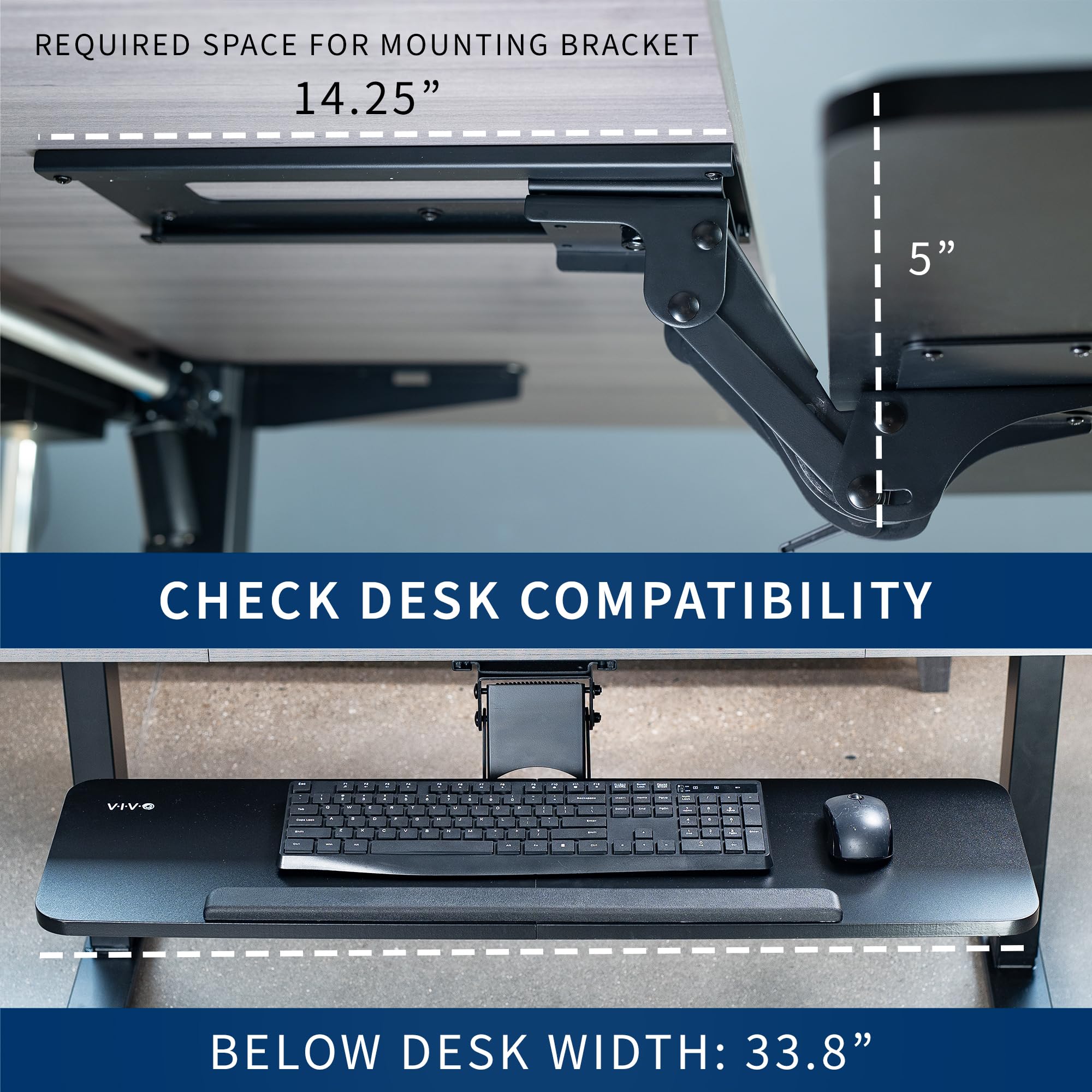 Foto 4 | Bandeja Para Teclado Y Ratón Vivo Mount-kb36b 86x25 Cm Negra - Venta Internacional.