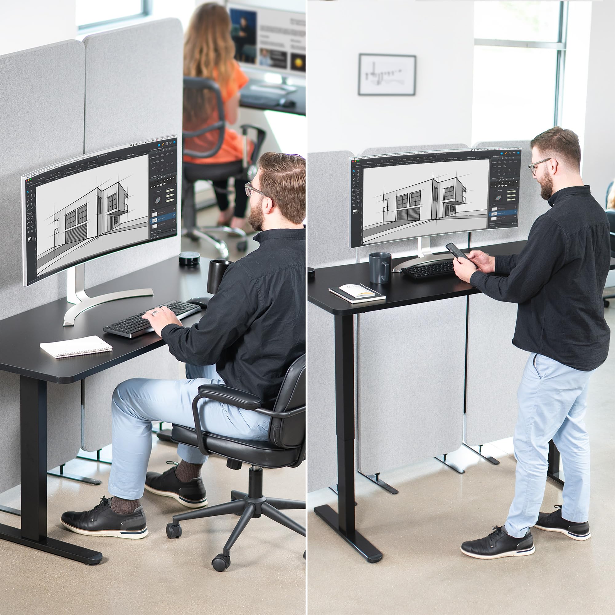 Foto 6 | Estación De Trabajo Eléctrica Con Estructura De Escritorio Vertical Vivo Desk-v100ew - Venta Internacional.
