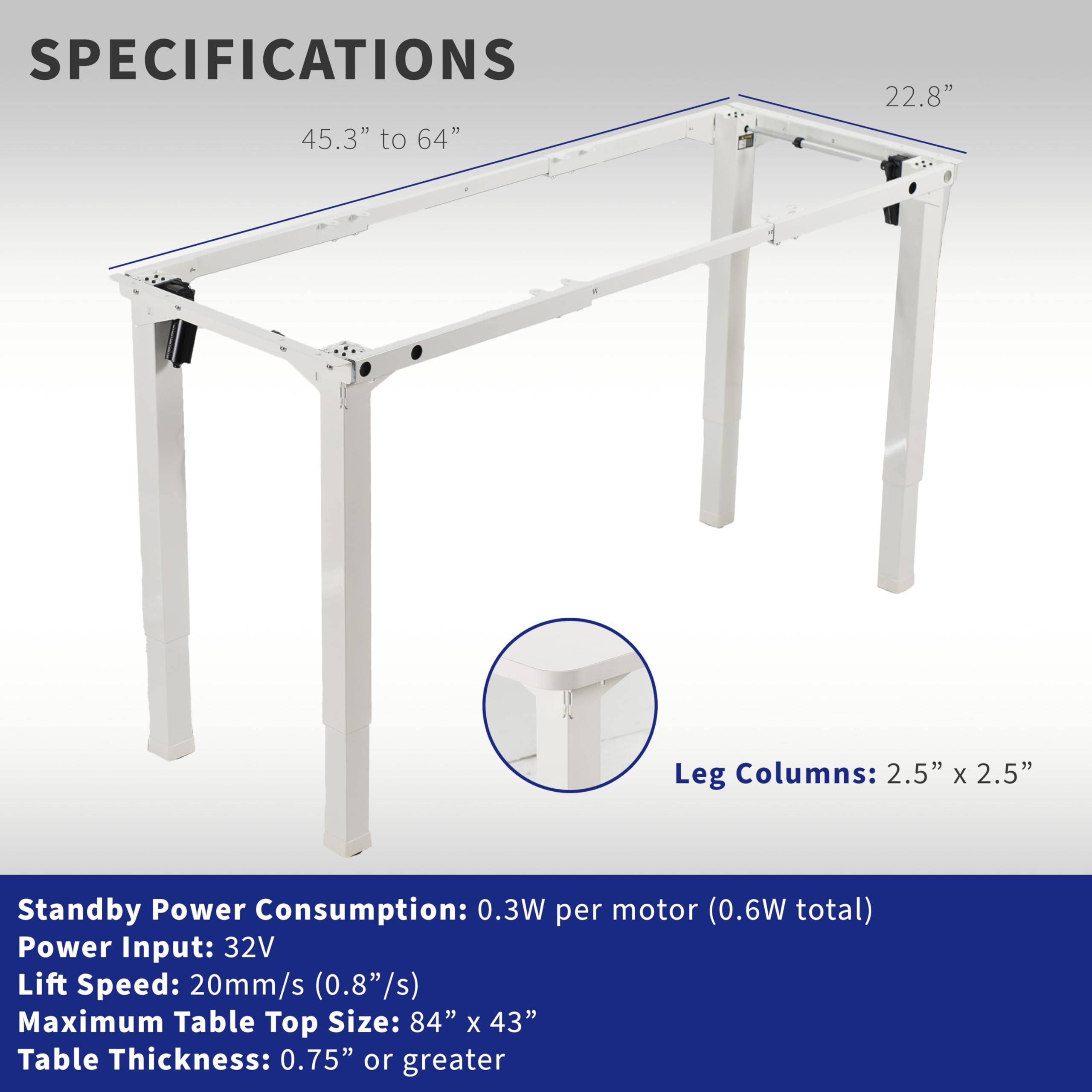 Foto 3 | Marco Eléctrico De Escritorio De Pie Vivo Desk-e4w Blanco 100 Kg - Venta Internacional.