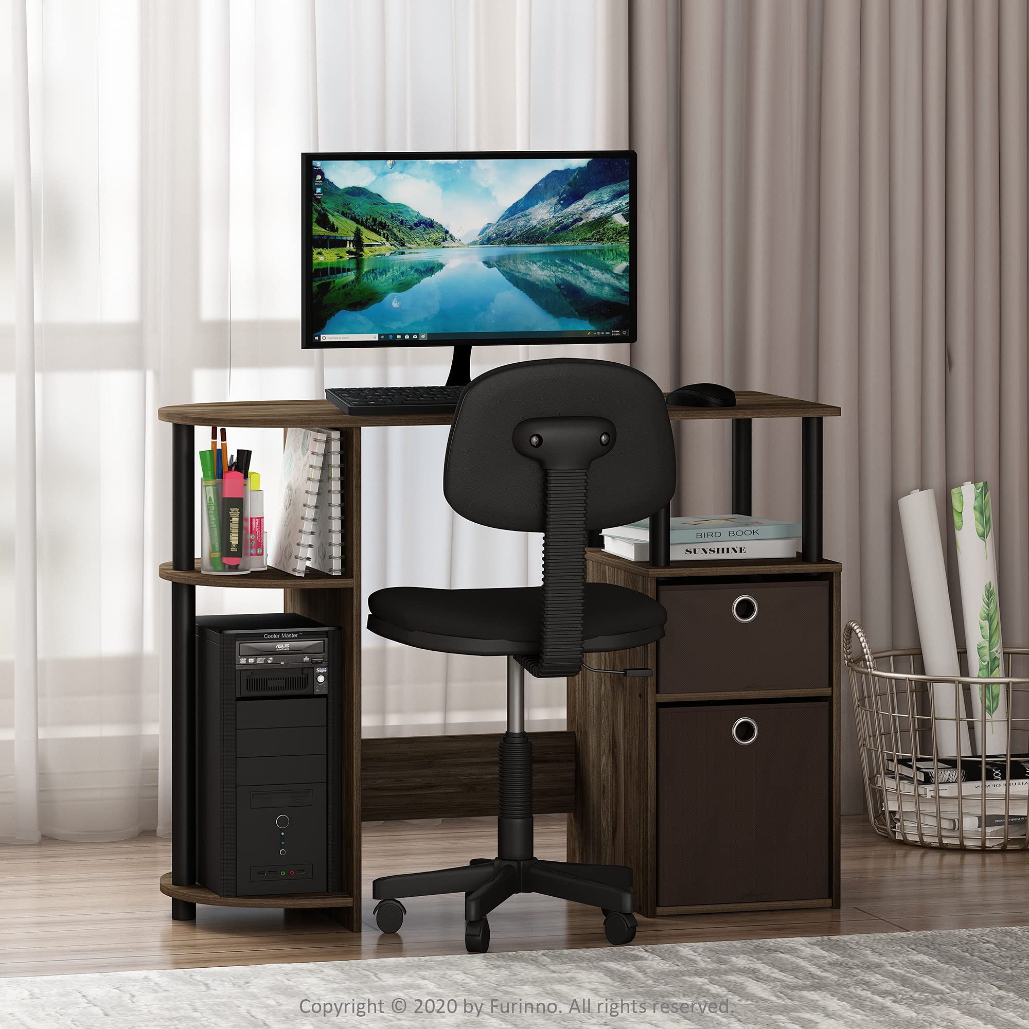 Foto 4 pulgar | Escritorio De Estudio Informático Furinno Jaya Simplistic Columbia Walnut - Venta Internacional.