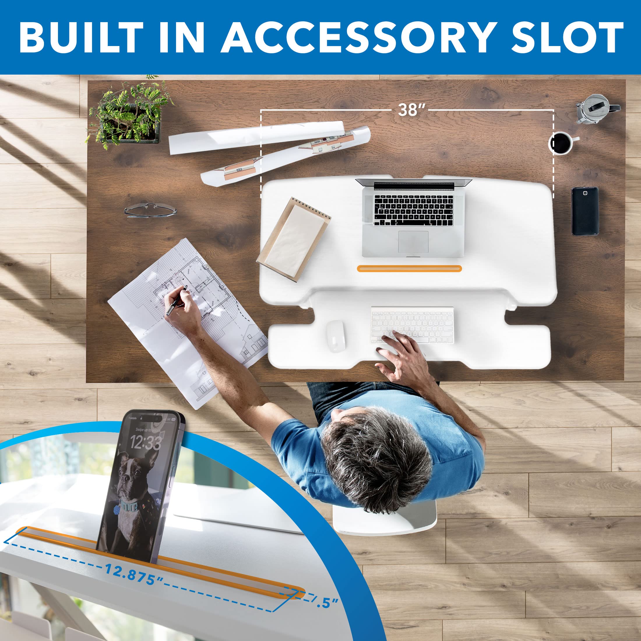 Foto 3 pulgar | Convertidor De Escritorio Mount-it! Soporte De Altura Ajustable, Color Blanco - Venta Internacional.