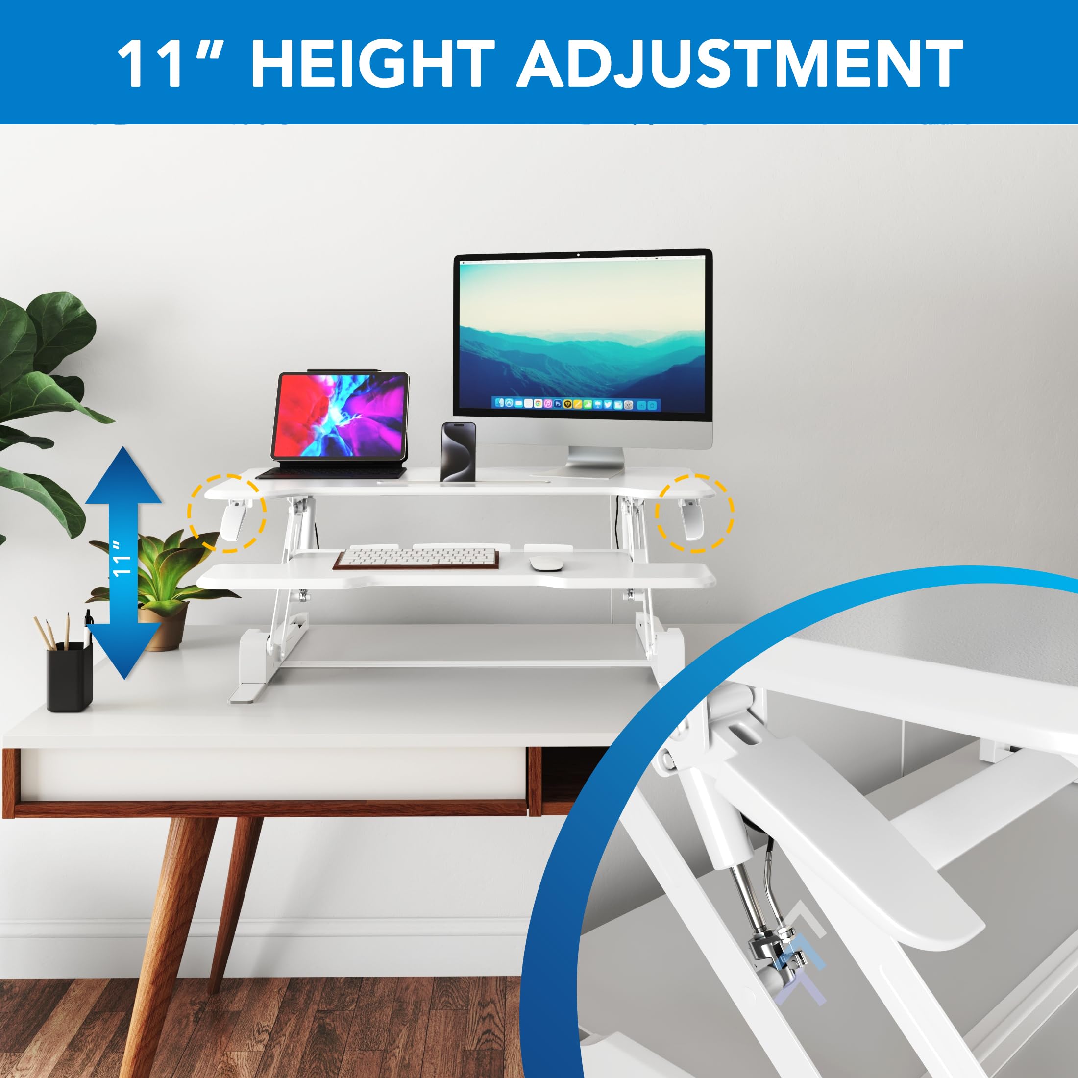 Foto 4 pulgar | Convertidor De Escritorio Mount-it! Soporte De Altura Ajustable, Color Blanco - Venta Internacional.