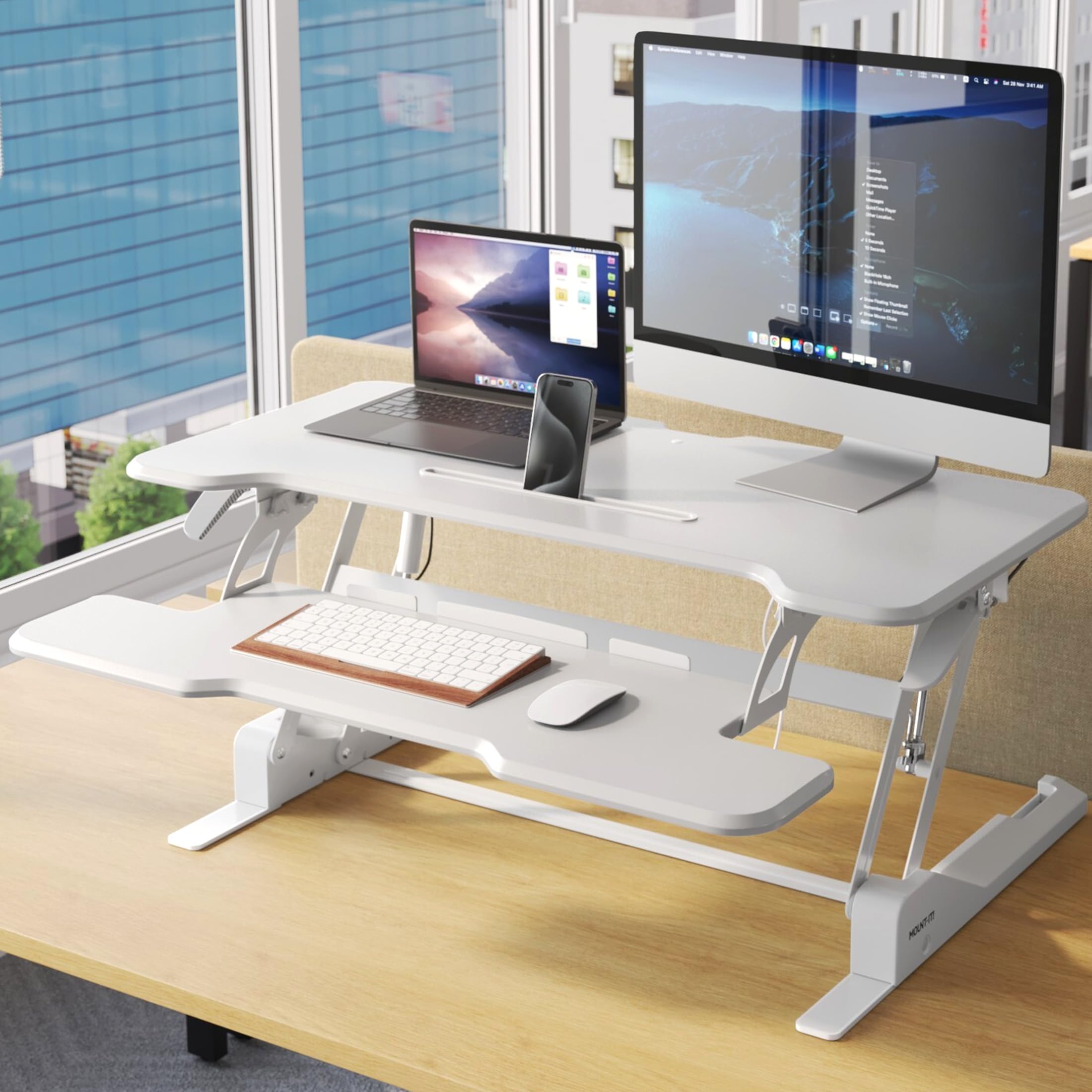 Foto 7 pulgar | Convertidor De Escritorio Mount-it! Soporte De Altura Ajustable, Color Blanco - Venta Internacional.