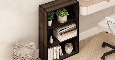 Foto 3 | Librería Furinno Pasir Con 3 Niveles, Estante Abierto, Nogal Columbia - Venta Internacional.