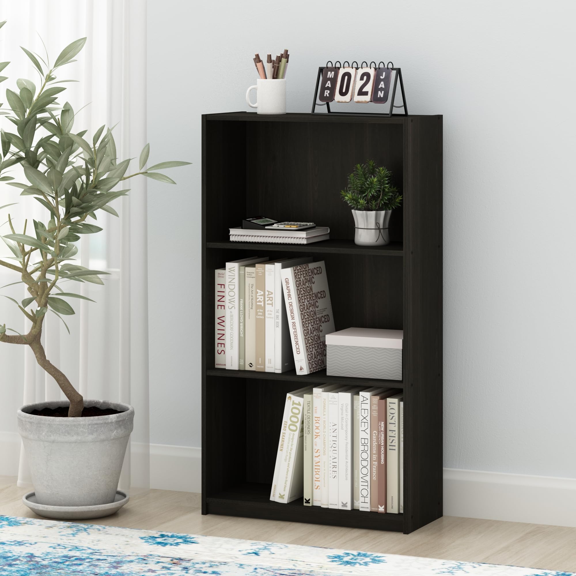 Foto 3 | Estantería De Almacenamiento Furinno Basic, 3 Niveles, Espresso - Venta Internacional.