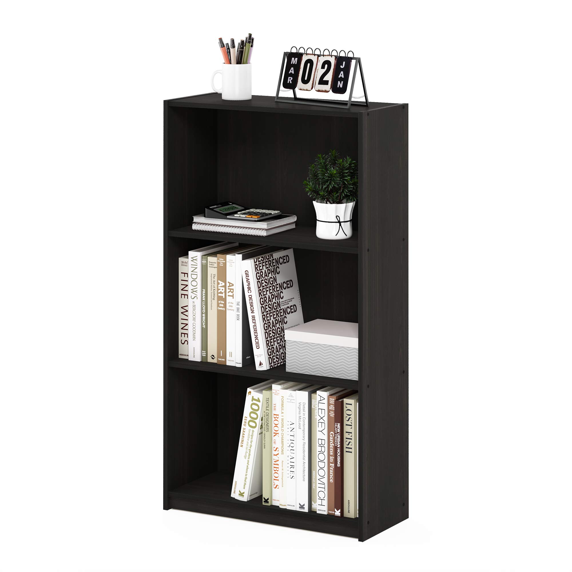 Foto 5 | Estantería De Almacenamiento Furinno Basic, 3 Niveles, Espresso - Venta Internacional.