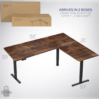 Foto 6 | Escritorio De Pie Vivo Desk-e3ctn-75 Eléctrico En Forma De L Vintage - Venta Internacional.