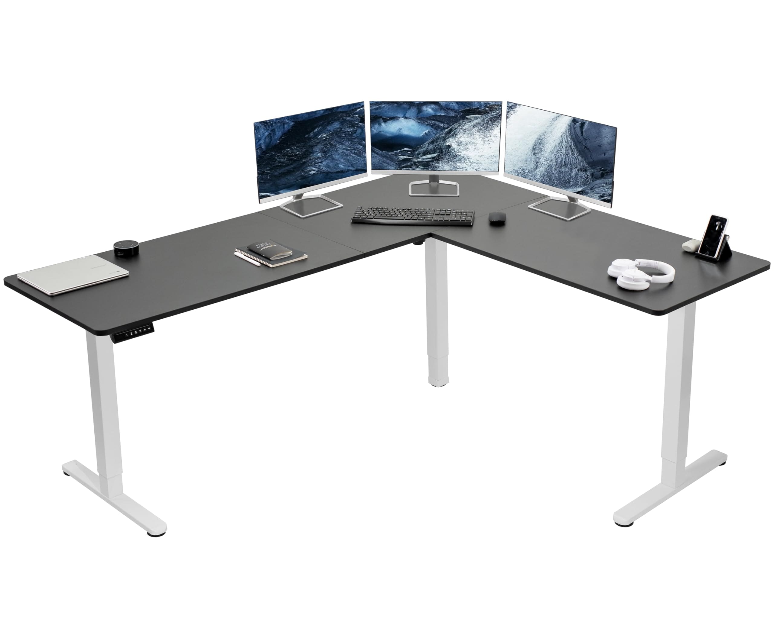 Escritorio De Pie Vivo Desk-e3ctwb-75 Eléctrico En Forma De L Negro/blanco - Venta Internacional. $13,847