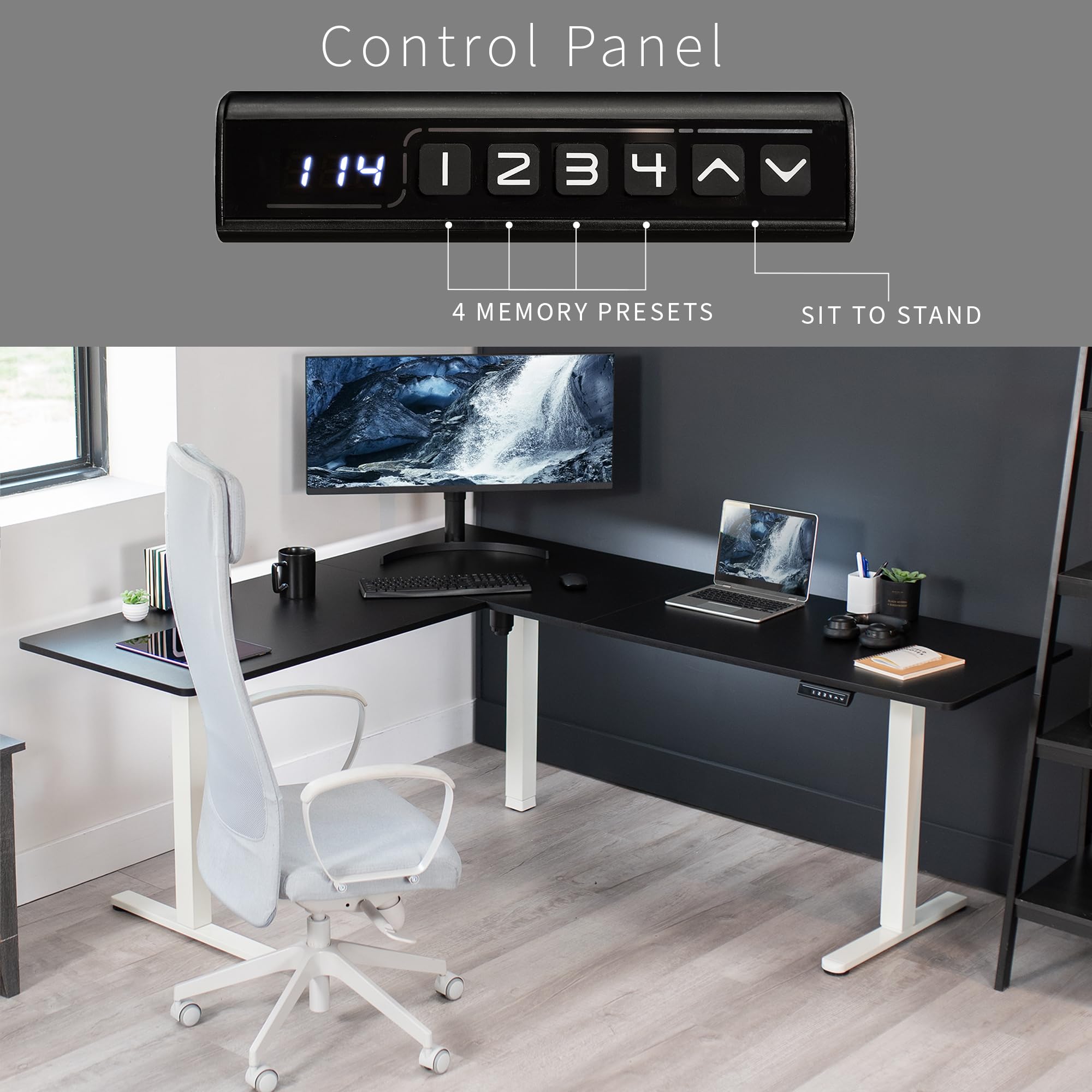 Foto 6 pulgar | Escritorio De Pie Vivo Desk-e3ctwb-75 Eléctrico En Forma De L Negro/blanco - Venta Internacional.