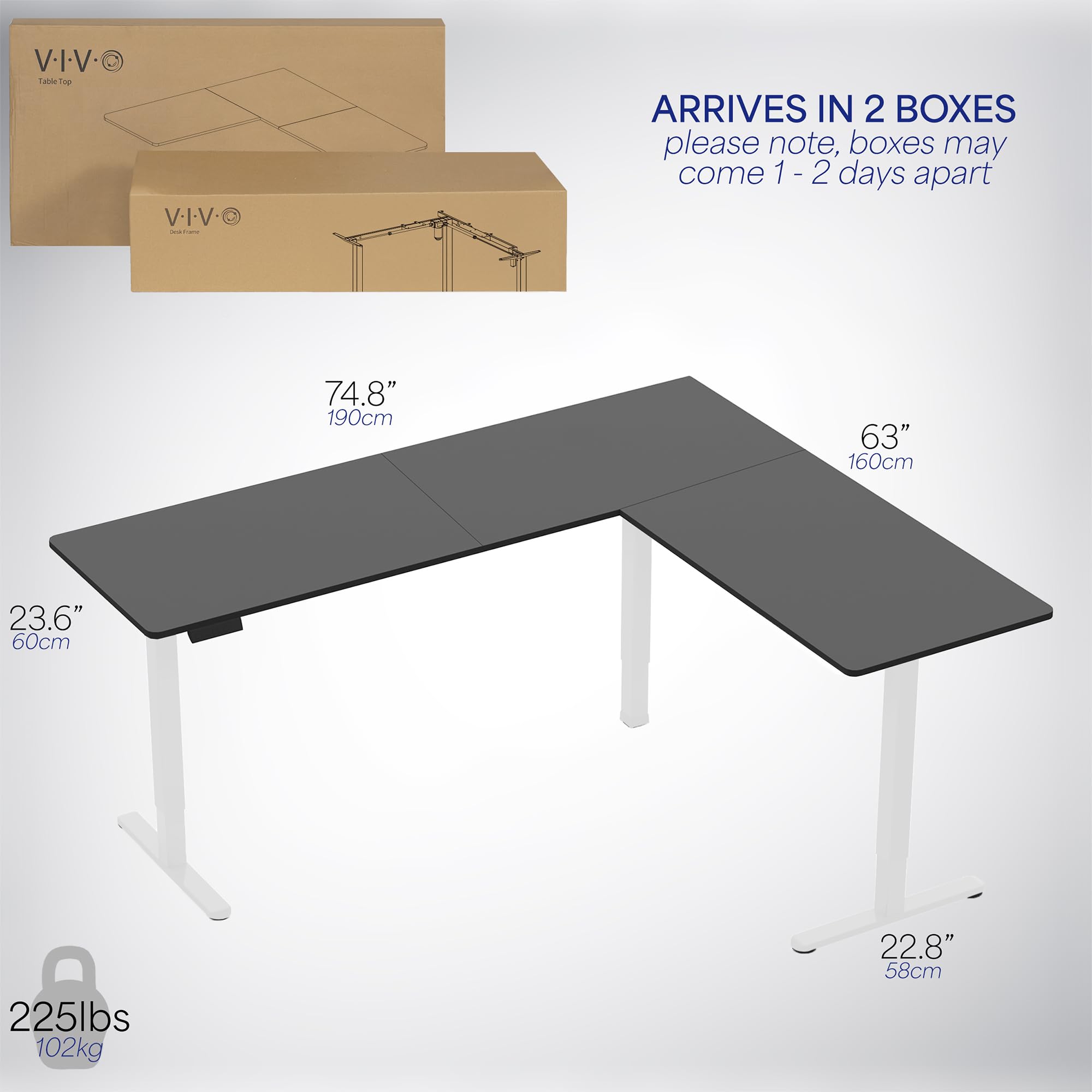 Foto 7 pulgar | Escritorio De Pie Vivo Desk-e3ctwb-75 Eléctrico En Forma De L Negro/blanco - Venta Internacional.