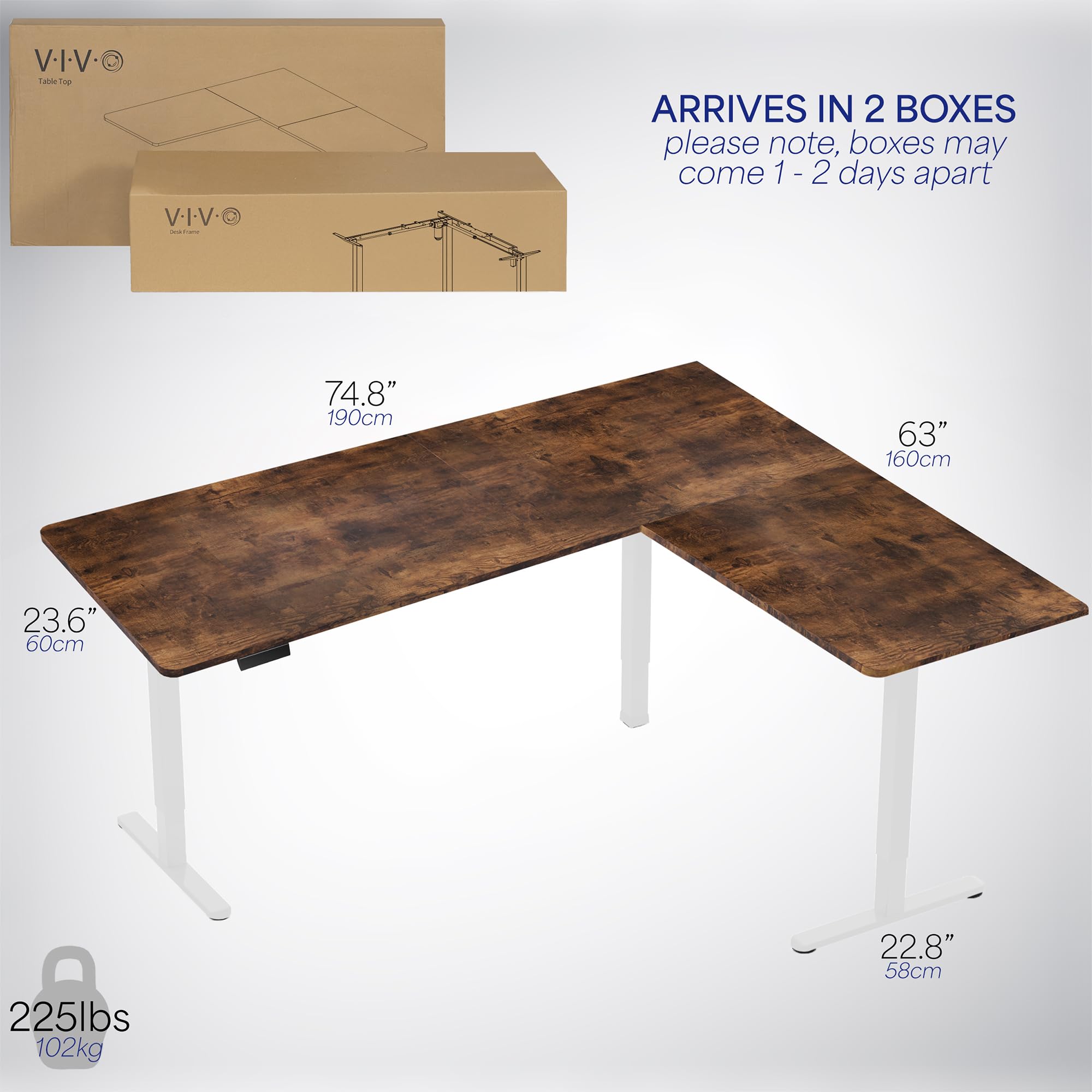 Foto 7 pulgar | Escritorio De Pie Vivo Desk-e3ctwn-75 Eléctrico En Forma De L 190x160 Cm - Venta Internacional.