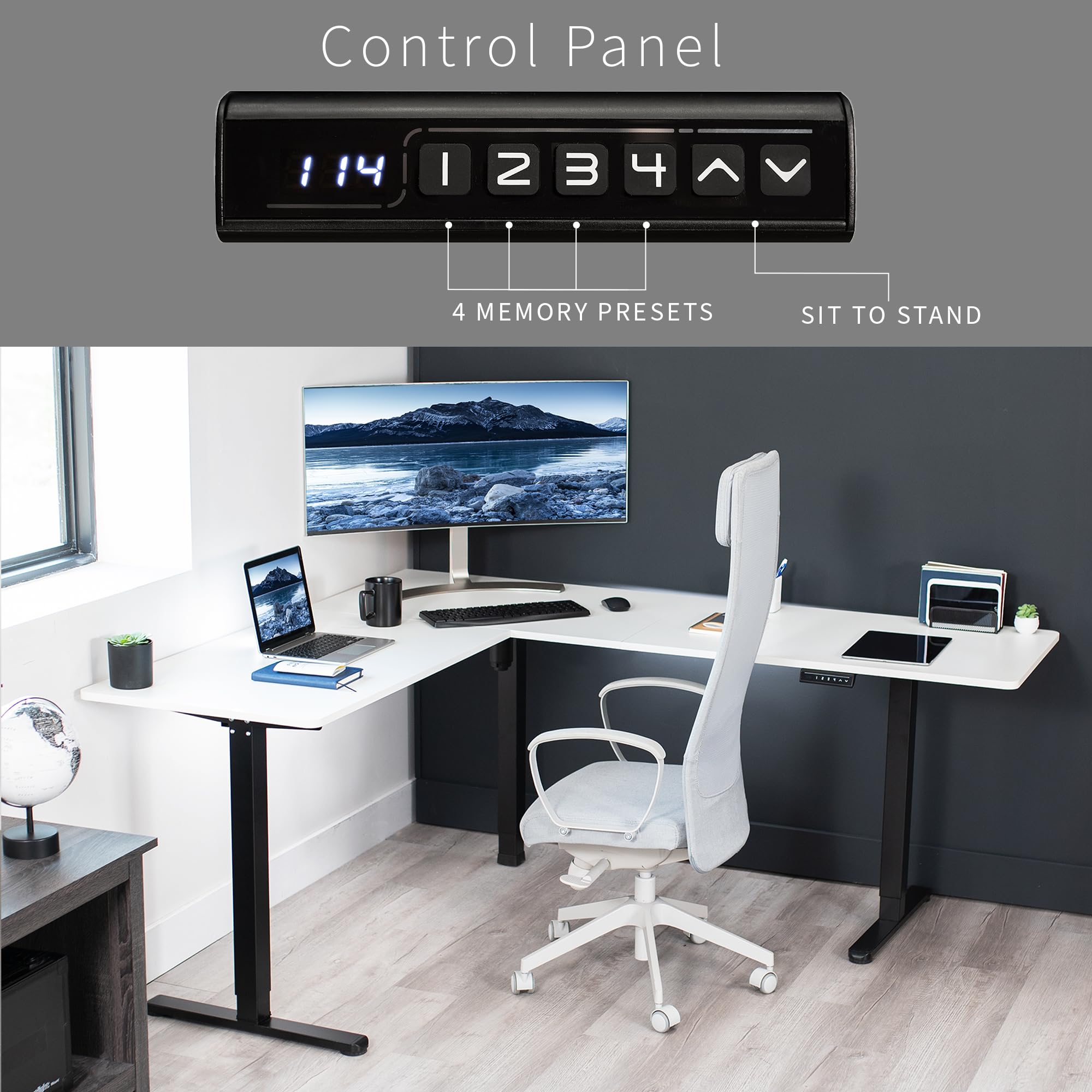 Foto 6 pulgar | Escritorio De Pie Vivo Desk-e3ctbw-75 Eléctrico En Forma De L Blanco - Venta Internacional.