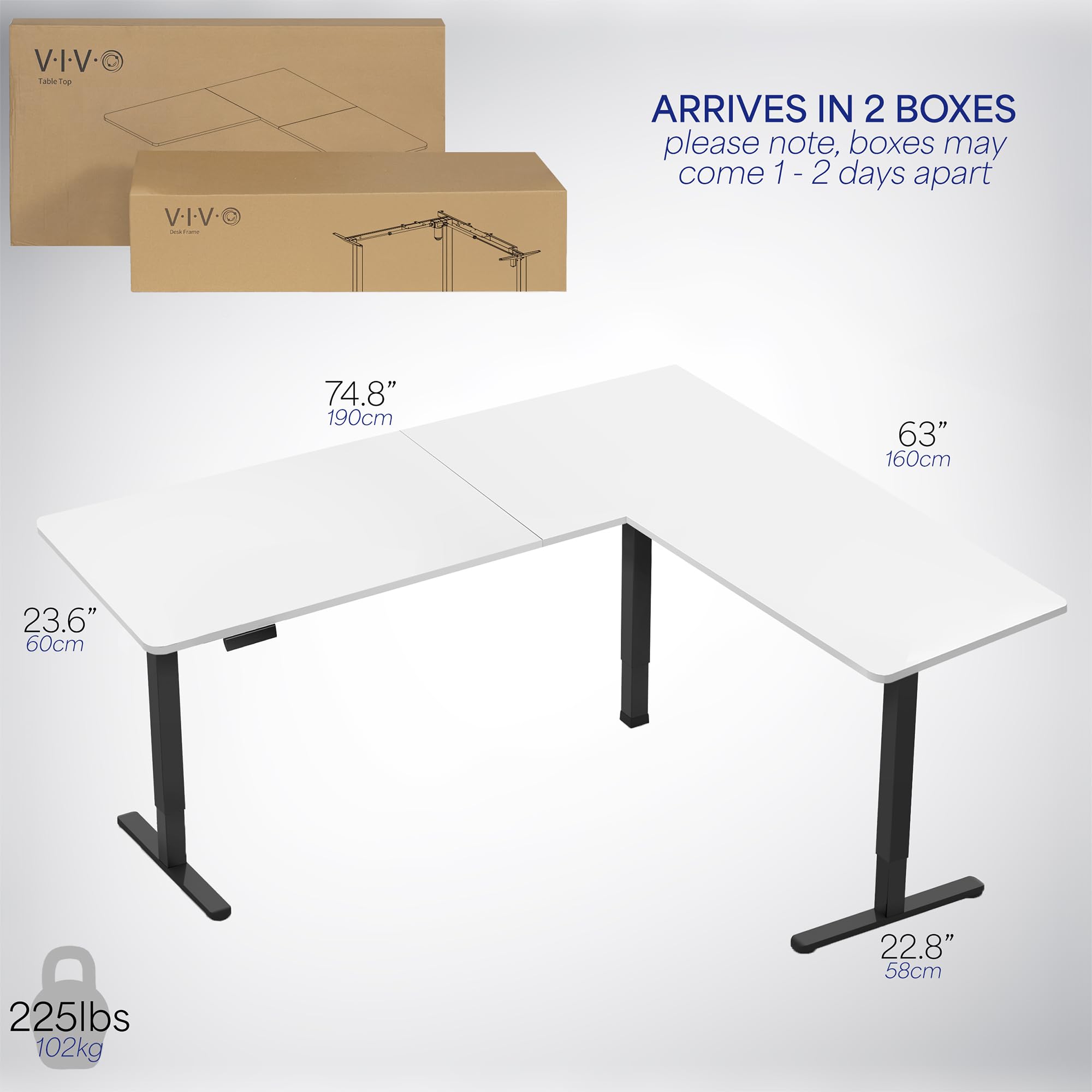Foto 7 pulgar | Escritorio De Pie Vivo Desk-e3ctbw-75 Eléctrico En Forma De L Blanco - Venta Internacional.