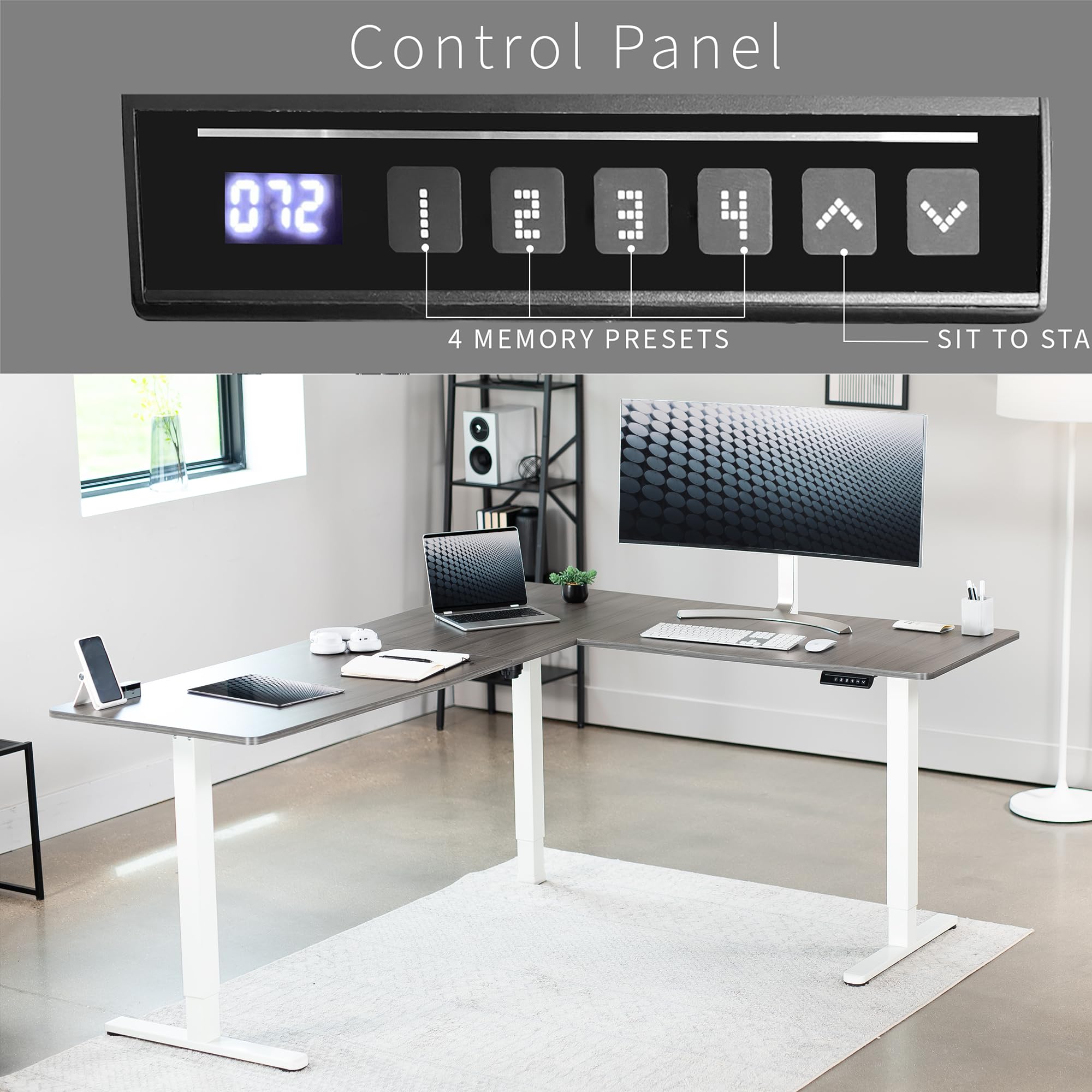 Foto 5 | Escritorio De Pie Vivo Desk-e3ctwg-75 De Esquina Eléctrico En Forma De L - Venta Internacional.
