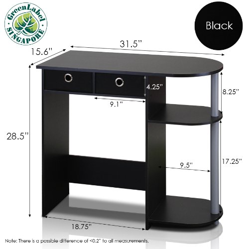 Foto 3 pulgar | Ordenador Portátil Furinno Go Green Home De Escritorio Con 2 Cajones, Color Negro Y Gris - Venta Internacional.