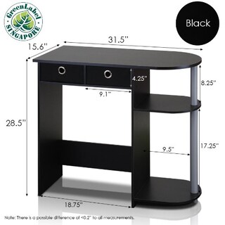 Foto 2 | Ordenador Portátil Furinno Go Green Home De Escritorio Con 2 Cajones, Color Negro Y Gris - Venta Internacional.