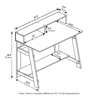 Foto 2 | Escritorio Para Ordenador Furinno Simplistic A Frame Espresso - Venta Internacional.