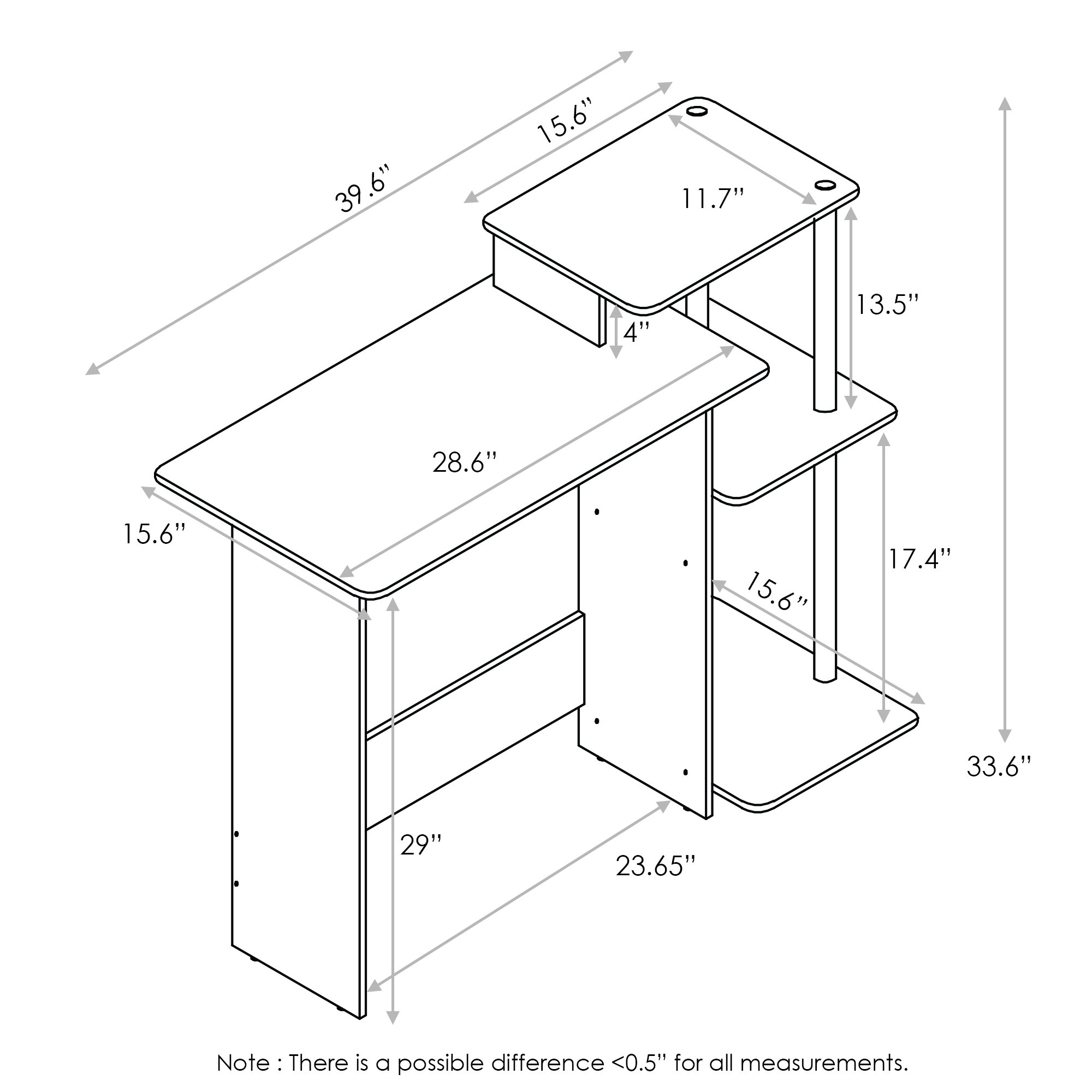 Foto 4 pulgar | Escritorio Para Ordenador Furinno Efficient Home Con Estantes - Venta Internacional.