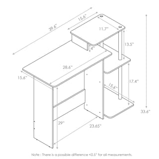 Foto 3 | Escritorio Para Ordenador Furinno Efficient Home Con Estantes - Venta Internacional.