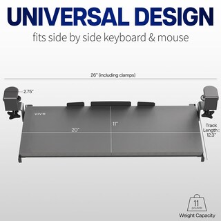 Foto 5 | Bandeja Para Teclado Vivo Mount-kb05es-w Para Debajo Del Escritorio, Deslizable, Blanca - Venta Internacional.
