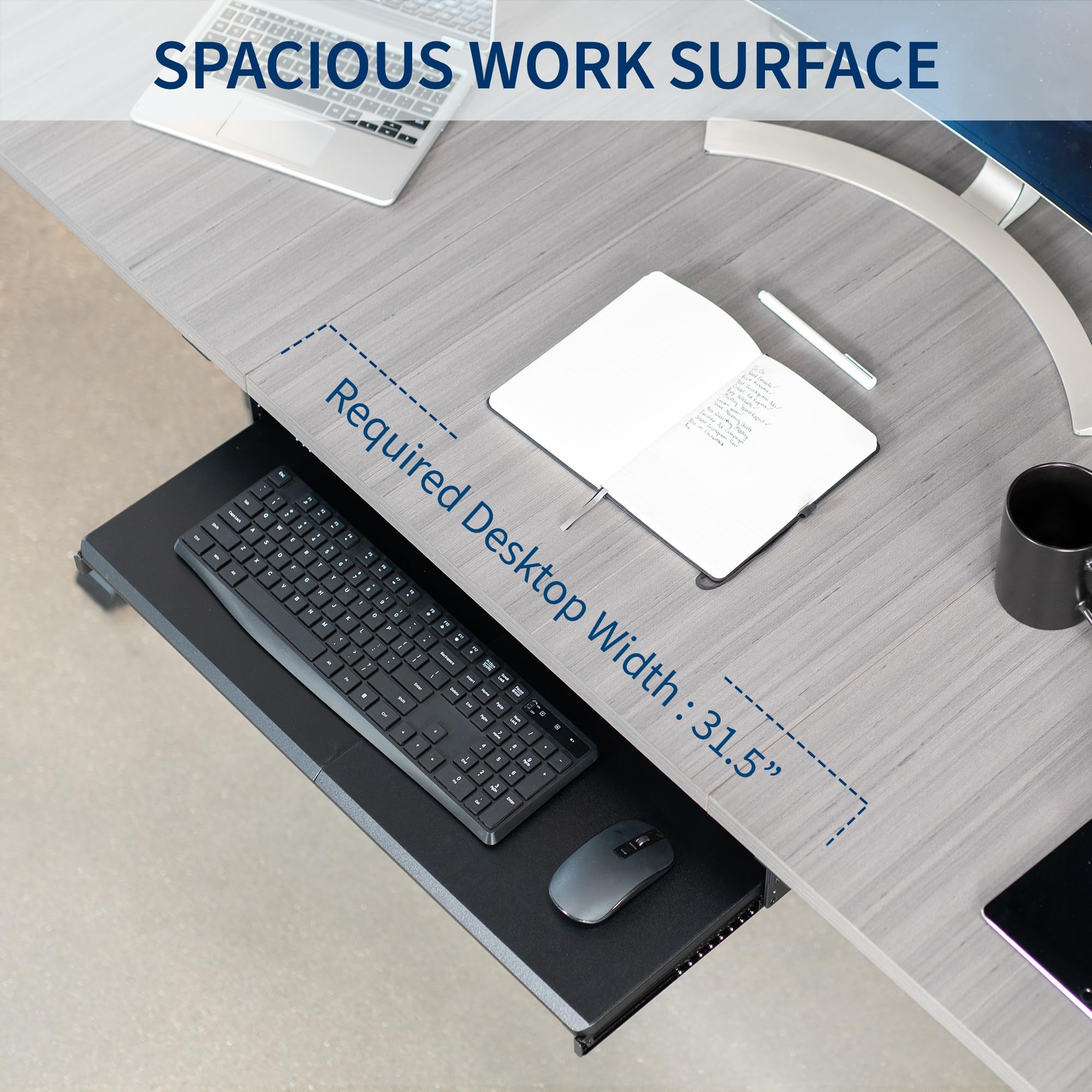 Foto 7 | Bandeja Para Teclado Para Colocar Debajo Del Escritorio Vivo Mount-kb27hb, Regulable En Altura - Venta Internacional.