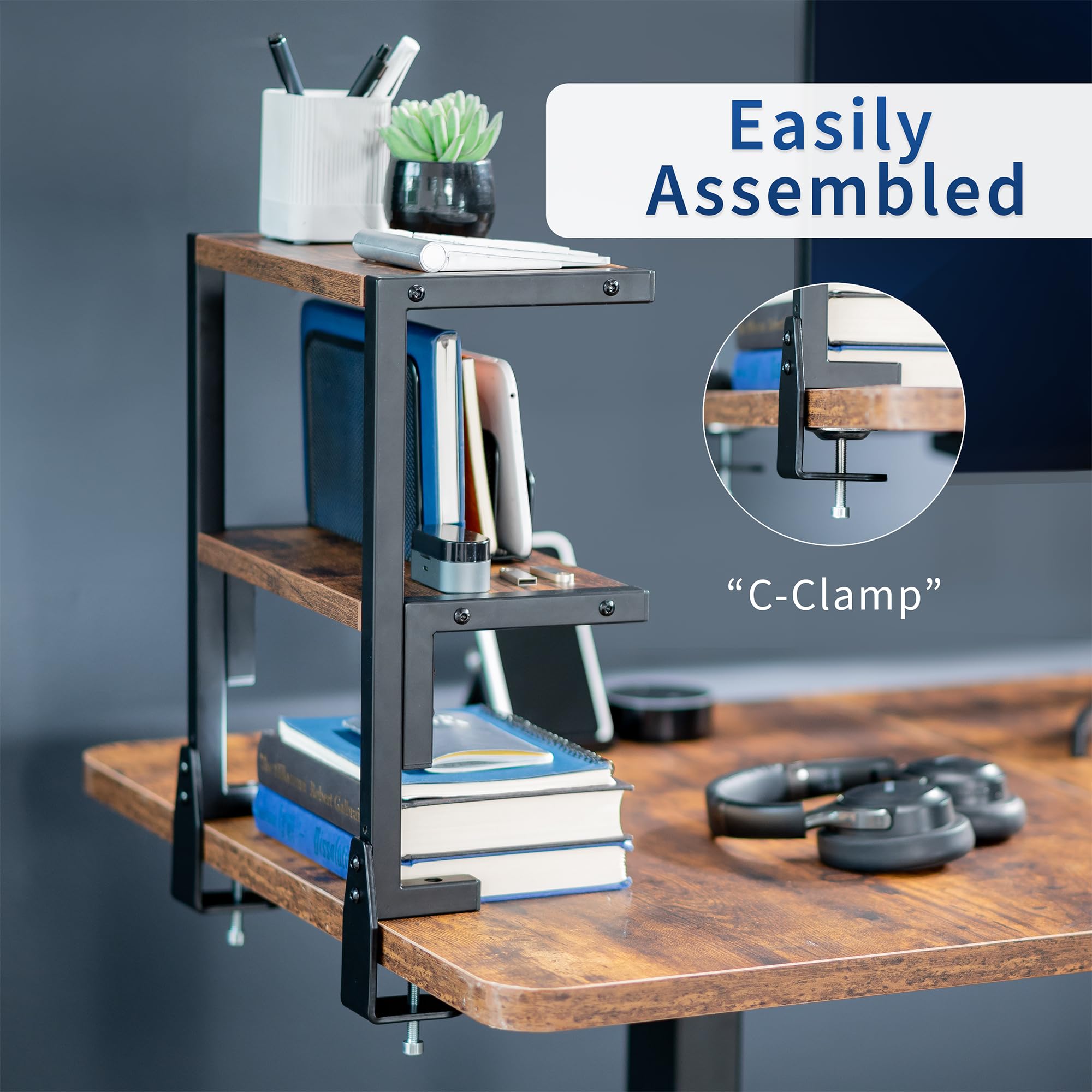 Foto 6 pulgar | Estantería Vivo Clamp-on De 33 Cm Por Encima O Por Debajo Del Escritorio, 2 Niveles - Venta Internacional.