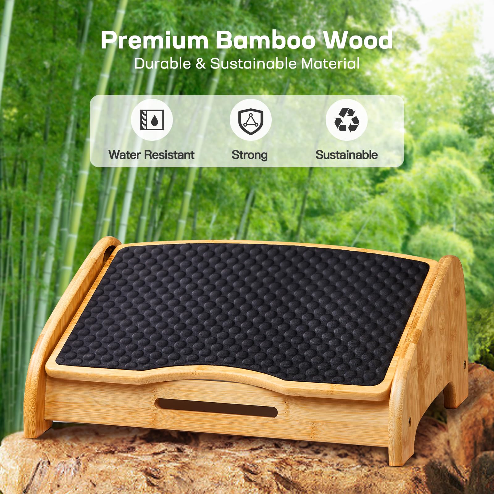 Foto 4 pulgar | Reposapiés Huanuo Bamboo Para Debajo Del Escritorio Con 4 Niveles De Altura - Venta Internacional.