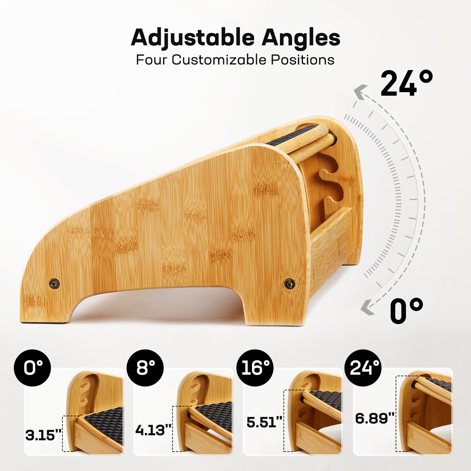 Foto 5 pulgar | Reposapiés Huanuo Bamboo Para Debajo Del Escritorio Con 4 Niveles De Altura - Venta Internacional.