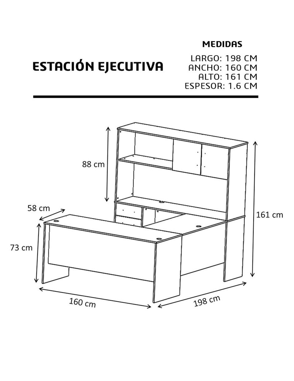 Foto 5 pulgar | Estación  Ejecutiva de Trabajo EST-EJEC-01-WE/NM color Marrón