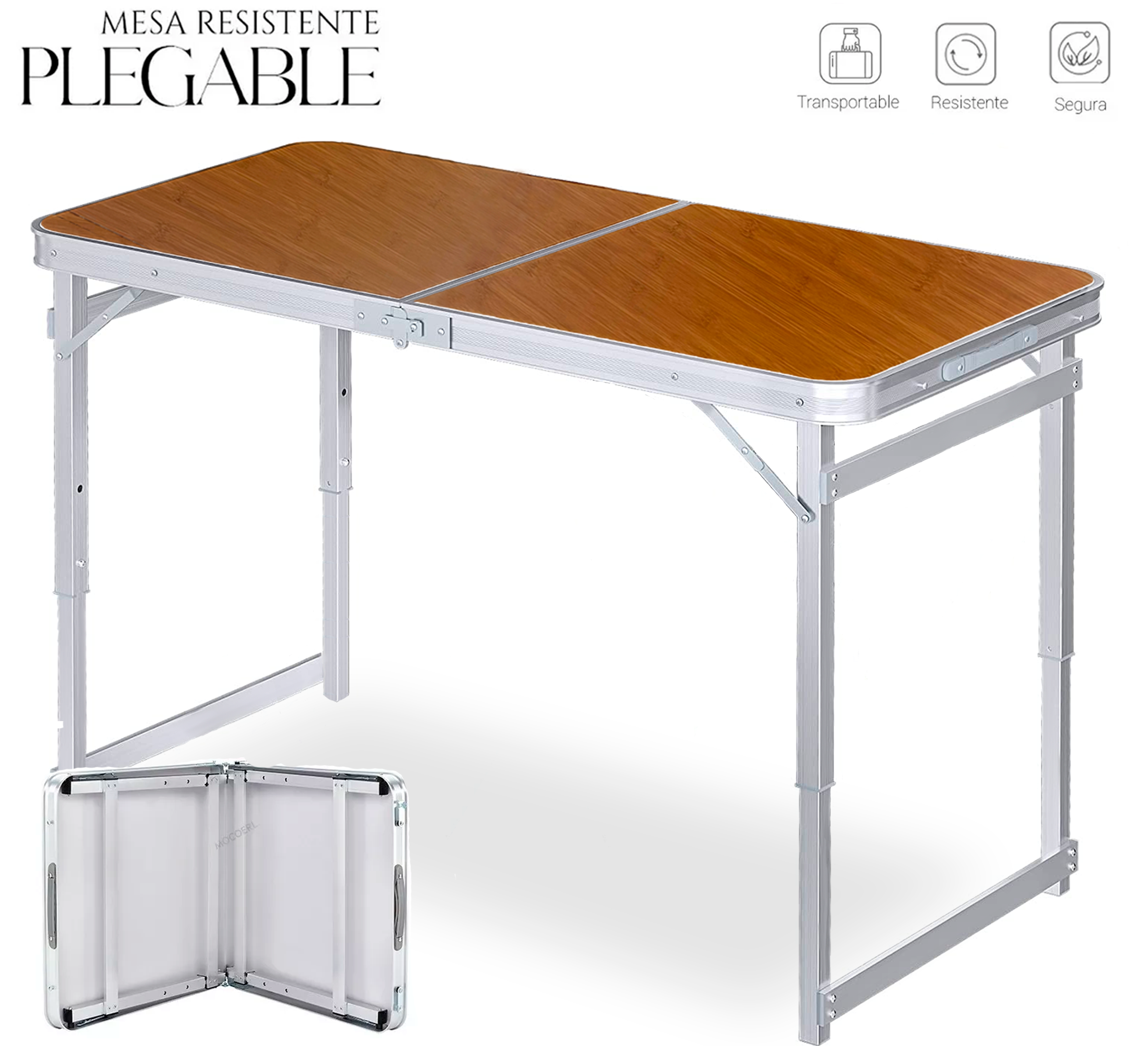 Mesa Plegable Shendy Vendy Portatil Ligera Tipo Portafolio Rectangular 120cm