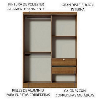 Foto 4 | Closet Madesa Luke Marrón con Espejo