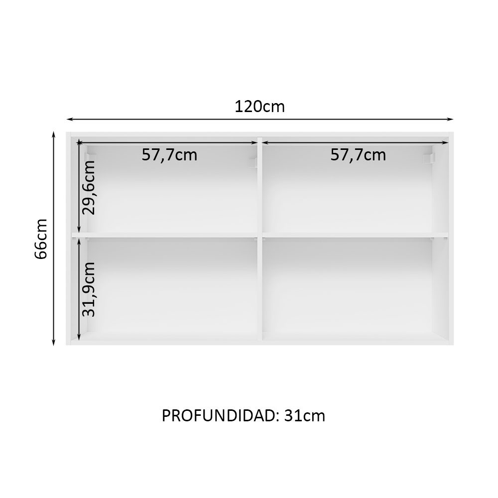 Foto 5 pulgar | Armario Aéreo Madesa Glamy 120 CM 2 Puertas Blanco y Marrón