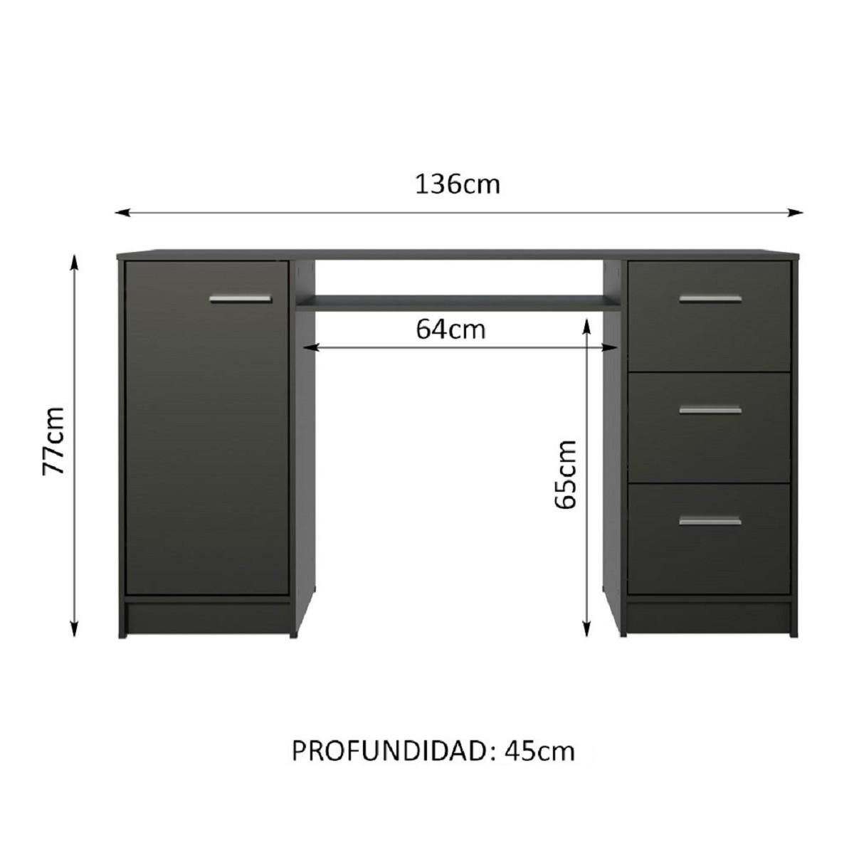 Foto 4 pulgar | Escritorio para PC Madesa Alaska 94008N1 3 Cajones 1 Puerta color Negro