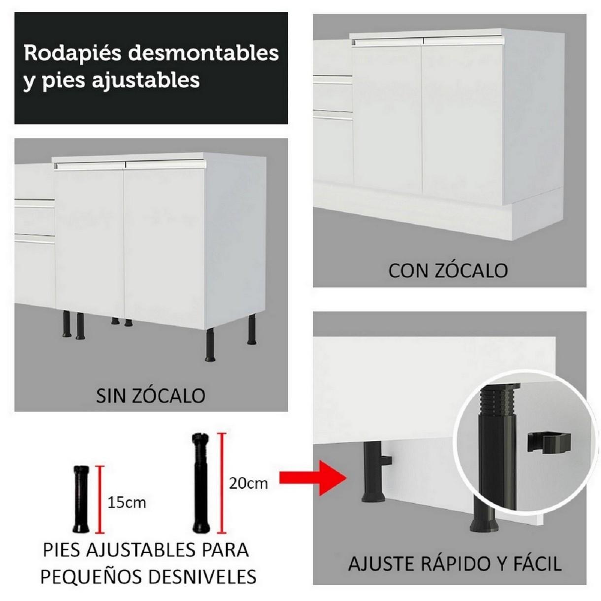 Foto 9 pulgar | Mueble de Cocina Madesa G2460009GL Blanco 1 Puerta 60 cm