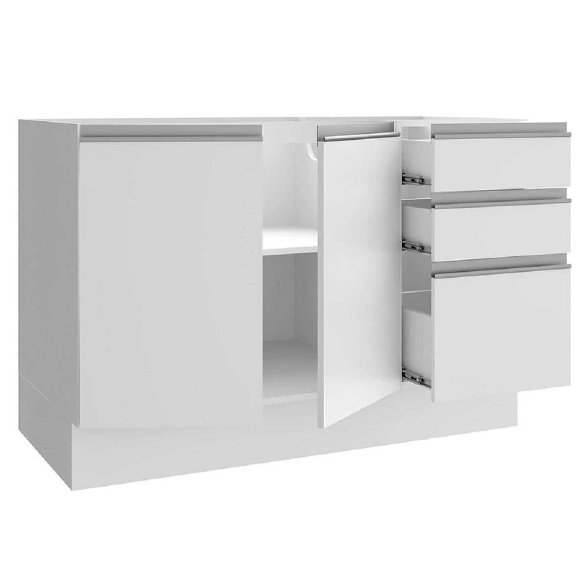 Foto 5 pulgar | Mueble de Cocina Madesa Blanco 3 Cajones 2 Puertas 120 cm