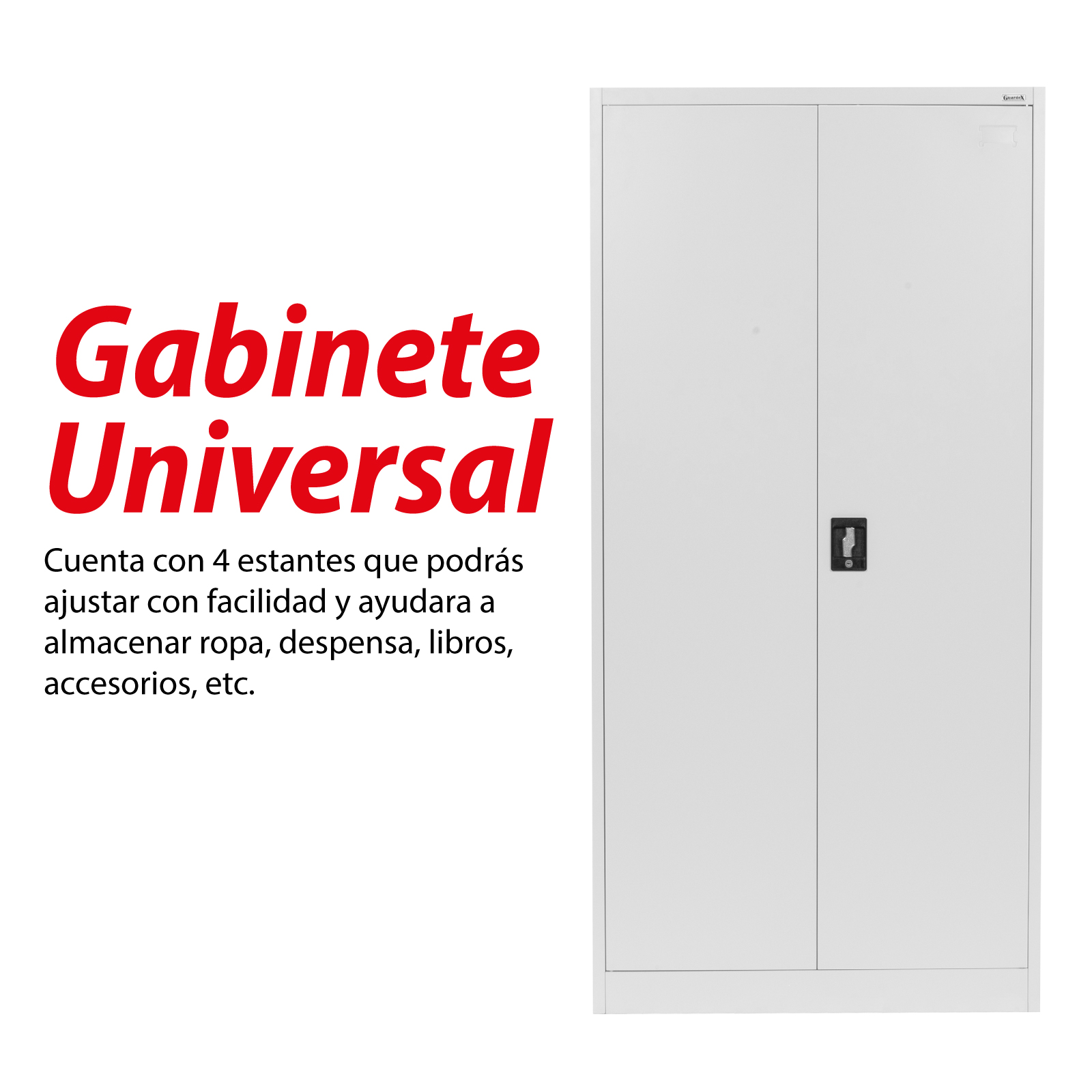 Foto 4 pulgar | Gabinete Multiusos Gbnmt Metálico C/ Estante Ajustable Y 2 Puertas Color Gris Claro