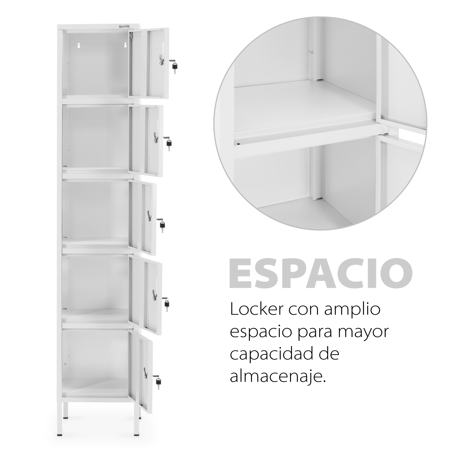 Foto 4 pulgar | Casilleros Metálicos Guardex Lockrc color Gris 5 Puertas