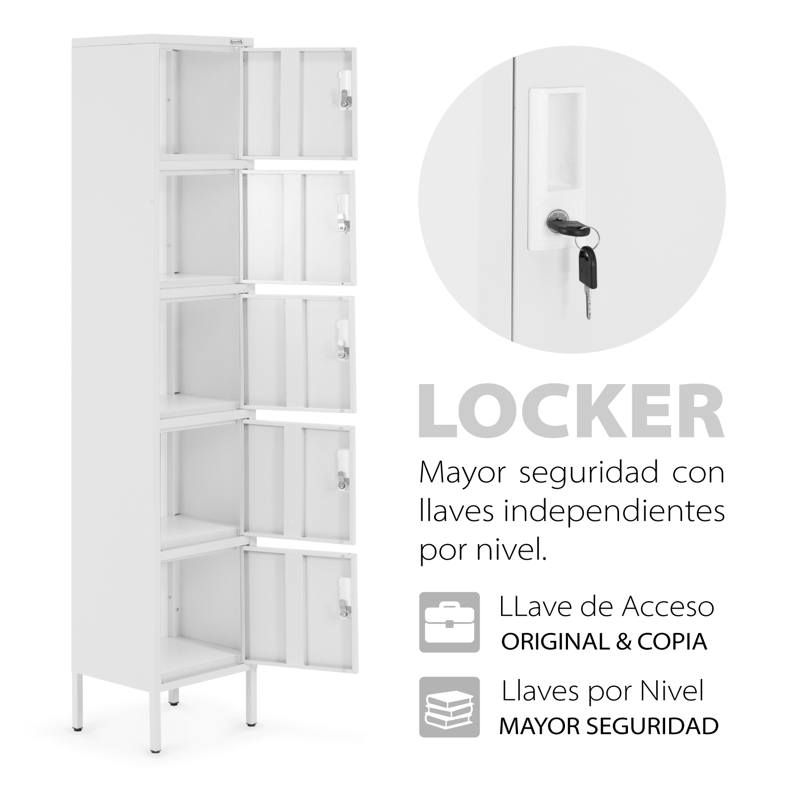 Foto 5 pulgar | Casilleros Metálicos Guardex Lockrc color Gris 5 Puertas