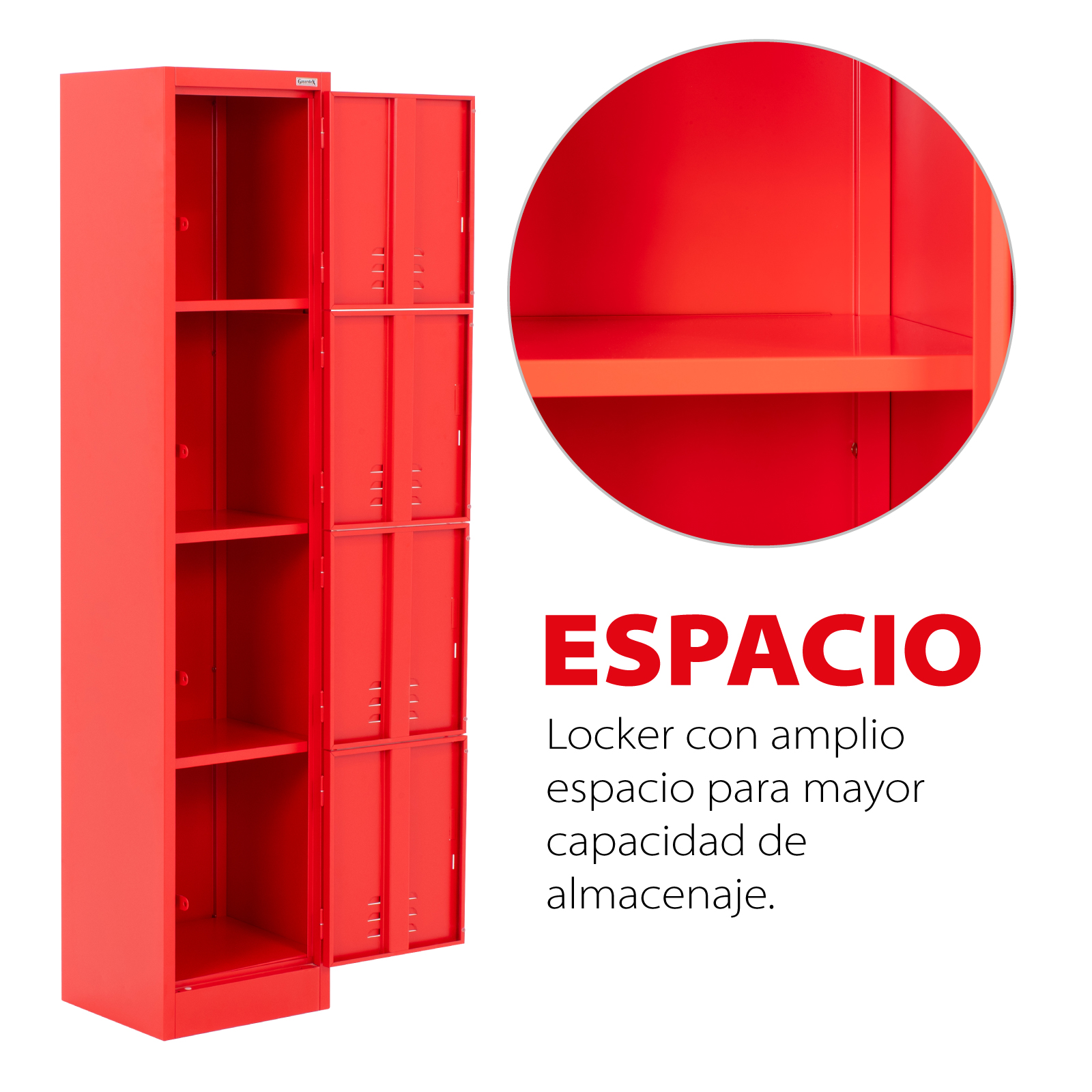 Foto 5 pulgar | Locker Metálico Daksh Casillero Organizador C/ 4 Puertas Color Rojo