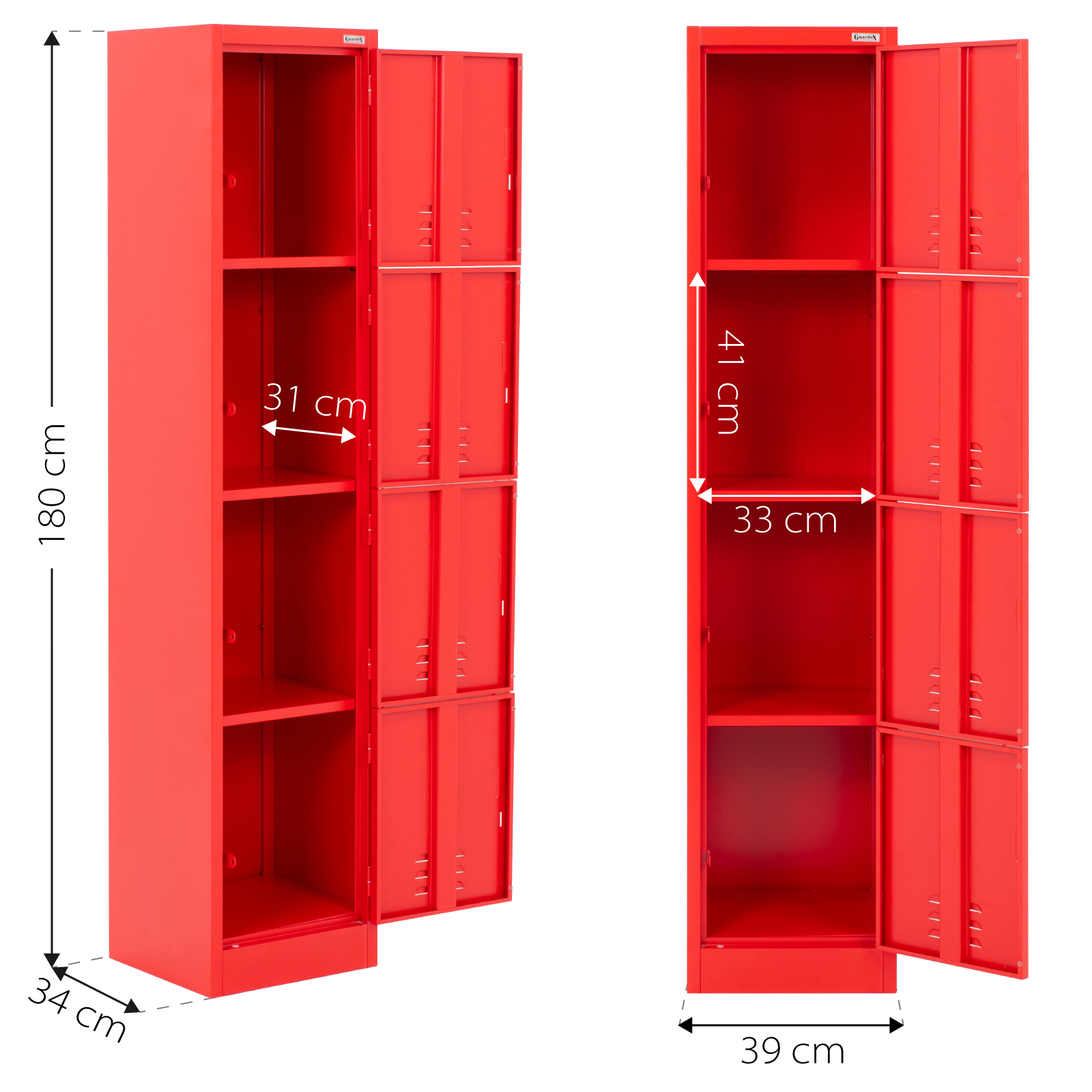 Foto 5 | Locker Metálico Daksh Casillero Organizador C/ 4 Puertas Color Rojo