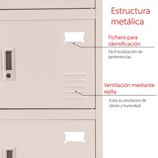 Foto 3 | Locker Casillero Napoles Metálico De 5 Puertas Color Arena