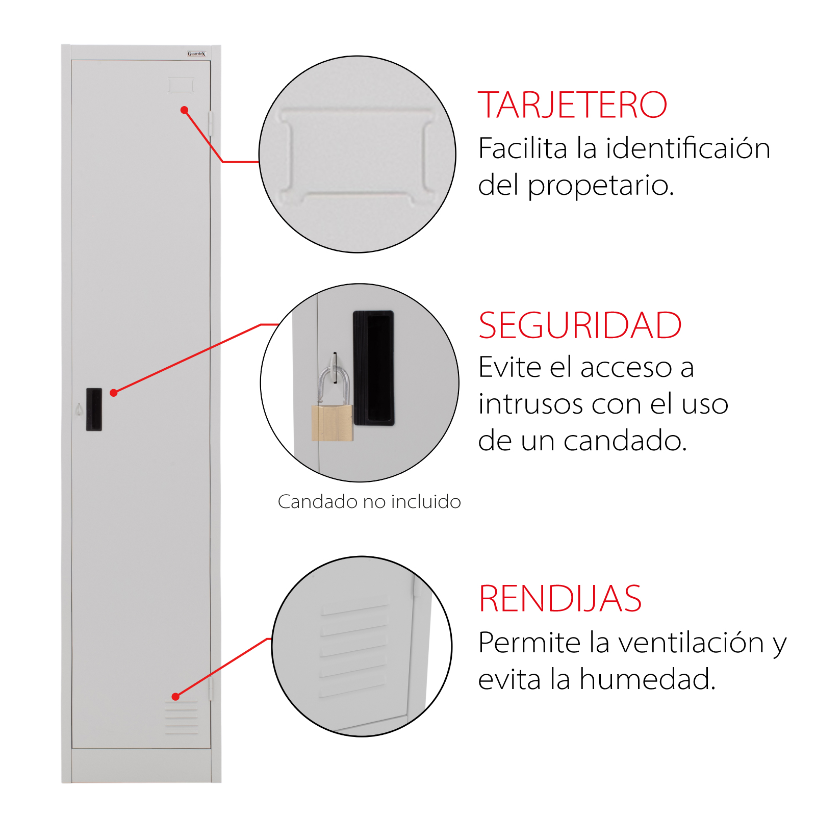 Foto 2 | Locker Casillero Montecarlo De 1 Puerta Metálico Color Gris Claro