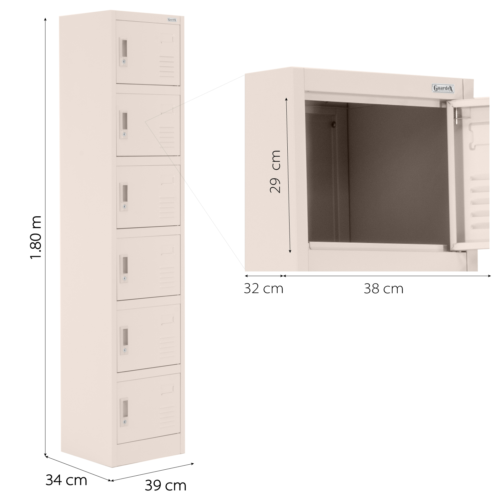 Foto 3 pulgar | Locker Casillero Guardex Bavaria Metálico 6 Puertas Beige