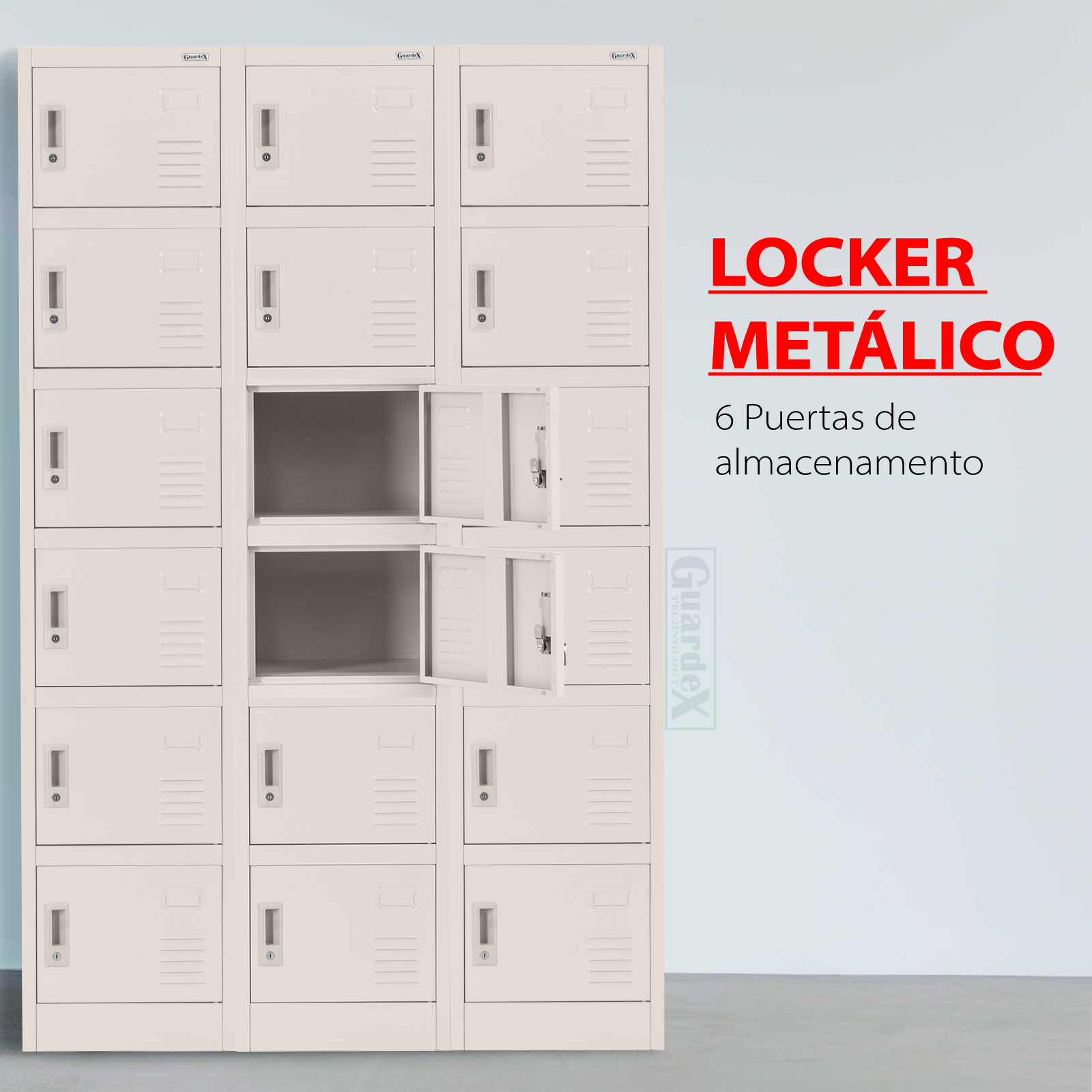 Foto 7 pulgar | Locker Casillero Guardex Bavaria Metálico 6 Puertas Beige