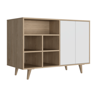 Foto 3 | Mesa Auxiliar Zapatero Burdeos Beige Y Blanco con Cuatro Puertas De Apertura Push Y Múltiples Entrepaños