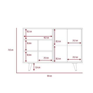 Foto 8 | Mesa Auxiliar Zapatero Burdeos Beige Y Blanco con Cuatro Puertas De Apertura Push Y Múltiples Entrepaños